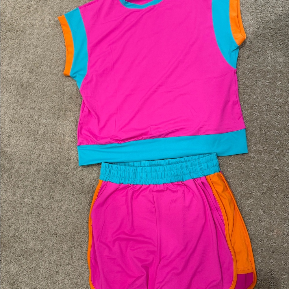 Vibrant Pink and Orange Athletic Set